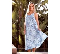 Yours Curve Tile Print Throw On Maxi Dress - Women's - Plus Size Curve Blue