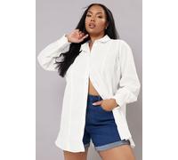 Yours Women's Trim Detail Oversized Shirt in White | Size: 22-24 Yours White 22-24