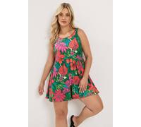 Yours Women's Tropical Print Playsuit in Green | Size: 26/28