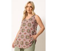 Yours Curve Orange Tropical Print Vest Top - Women's - Plus Size Curve