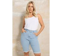 Yours Women's Turn Up Denim Shorts in Light Blue | Size: 26 Yours Light Blue 26
