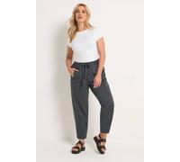 Yours Curve Grey Twill Barrel Leg Cargo Trousers - Women's - Plus Size Curve