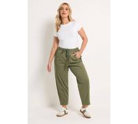 Yours Women's Twill Barrel Leg Trousers in Light Khaki | Size: 14