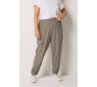 Yours Women's Twill Cargo Joggers in Taupe | Size: 26-28 Yours Taupe 26-28