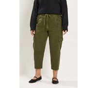 Yours Women's Twill Tapered Trousers in Olive | Size: 16