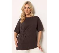 Yours Curve Brown Twist Front T-Shirt - Women's - Plus Size Curve
