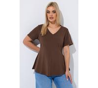 Yours Women's V-Neck Corset Top in Chocolate | Size: 20