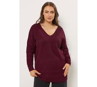 Yours Curve Red V-Neck Knit Jumper - Women's - Plus Size Curve