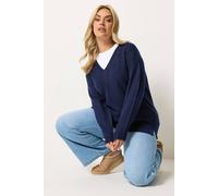 Yours Curve Blue V-Neck Soft Touch Jumper - Women's - Plus Size Curve