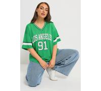 Yours Women's Varsity Slogan T-Shirt in Bright Green | Size: 22-24 Yours Bright Green 22-24