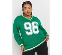 Yours Women's Varsity Sweatshirt in Green | Size: 20 Yours Green 20