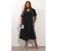 Yours Women's Velvet Bow Maxi Dress in Black | Size: 18 Yours Black 18