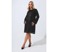 Yours Women's Velvet Bow Sequin Dress in Black | Size: 26-28 Yours Black 26-28