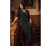 Yours Women's Velvet Devore Midaxi Dress in Black | Size: 20 Yours Black 20