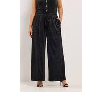 Yours Women's Velvet Wide Leg Trousers in Black | Size: 26/28R