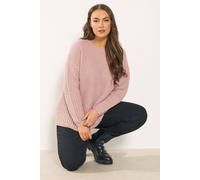 Yours Women's Waffle Knit Jumper in Light Pink | Size: 22-24 Yours Light Pink 22-24