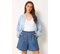 Yours Curve Elasticated Denim Shorts - Women's - Plus Size Curve Mid Blue