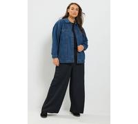Yours Women's Washed Oversized Denim Jacket in Dark Blue | Size: 30/32