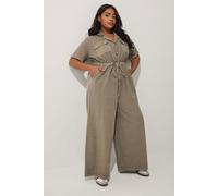 Yours Women's Washed Tie Waist Jumpsuit in Brown | Size: 20 Yours Brown 20
