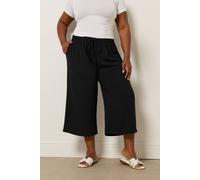 Yours Curve Washed Twill Culottes - Women's - Plus Size Curve Black