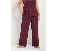 Yours Women's Washed Twill Wide Leg Trousers in Purple | Size: 16S