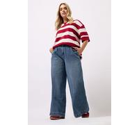 Yours Curve Mid Pleated Wide Leg Jeans - Women's - Plus Size Curve Blue