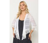 Yours Women's Waterfall Cardigan Sweater in White | Size: 30/32