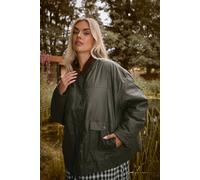 Yours Women's Waxed Parka Coat in Green | Size: 26-28 Yours Green 26-28