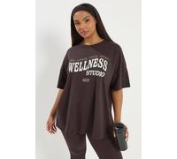 Yours Women's 'Wellness Studio' Active T-Shirt in Chocolate | Size: 18 Yours Chocolate 18