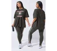 Yours Women's 'Wellness Studio' Active T-Shirt in Dark Grey | Size: 20 Yours Dark Grey 20