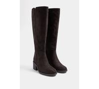 Yours Women's Wide Fit Block Heel Boots in Chocolate | Size: 4E