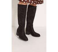Yours - Chocolate Black Heel Boots In Wide E Fit - Women's