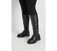 Yours Women's Wide Fit & Extra Wide Fit Faux Leather Chunky Knee High Boots in Black | Size: 7EEE Yours Black 7EEE