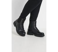 Yours - Stretch Panel Lace Up Chunky Boots In Wide E Fit & Extra Wide Eee Fit - Women's