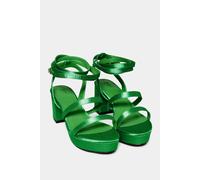 Yours Satin Strappy Platform Heels In Wide E Fit & Extra Wide Eee Fit - Women's
