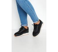 Yours Women's Wide Fit Glitter Metallic Trim Trainers in Black | Size: 7E Yours Black 7E