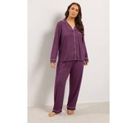 Yours Women's Wide Leg Boyfriend Pyjama Set in Purple | Size: 14/16