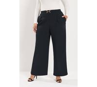 Yours Women's Wide Leg Buckle Trousers in Black | Size: 22-24R Yours Black 22-24R