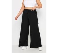 Wide Leg Cargo Trousers Yours Black 22-24