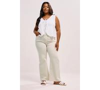 Yours Curve Wide Leg Denim Jeans - Women's - Plus Size Curve Cream