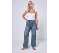 Yours Curve Mid Wash Wide Leg Jeggings - Women's - Plus Size Curve Blue