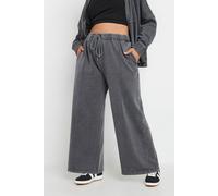 Yours Curve Acid Wash Wide Leg Joggers - Women's - Plus Size Curve Grey