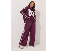 Yours Curve Red Side Stripe Wide Leg Joggers - Women's - Plus Size Curve