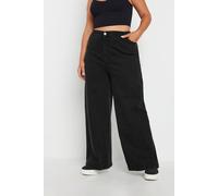 Yours Curve Wide Leg Slouchy Denim Jeans - Women's - Plus Size Curve Black