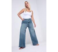 Yours Curve Mid Wide Leg Slouchy Jeans - Women's - Plus Size Curve Blue