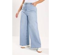 Yours Women's Wide Leg Slouchy Jeans in Light Blue | Size: 26