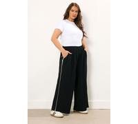 Yours Women's Wide Leg Trousers in Black | Size: 22-24 Yours Black 22-24