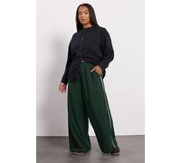 Yours Women's Wide Leg Trousers in Dark Green | Size: 26-28 Yours Dark Green 26-28