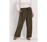 Yours Women's Wide Leg Twill Trousers in Chocolate | Size: 12S