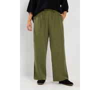Yours Women's Wide Leg Twill Trousers in Light Khaki | Size: 16S Yours Light Khaki 16S
